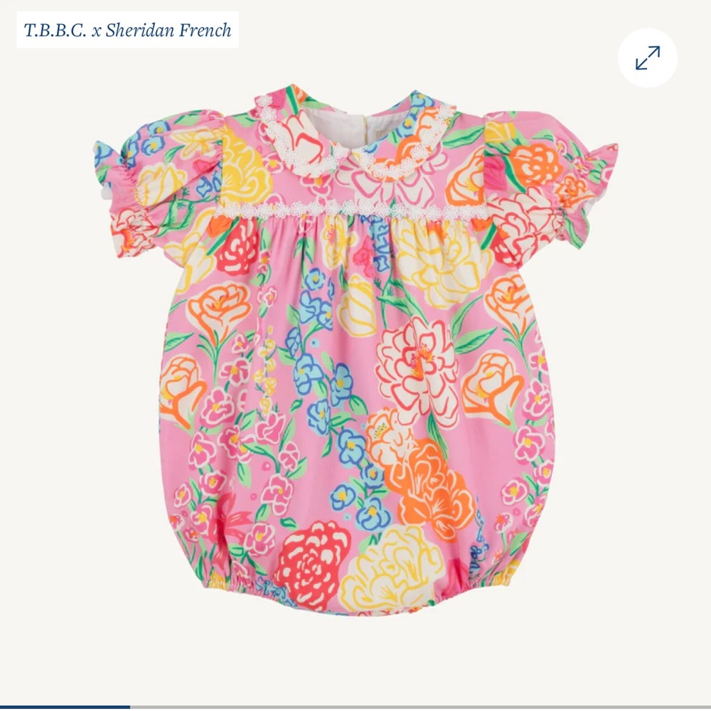 The Beaufort Bonnet Co. Sheridan French Floral Holly Day Bubble Romper NWT